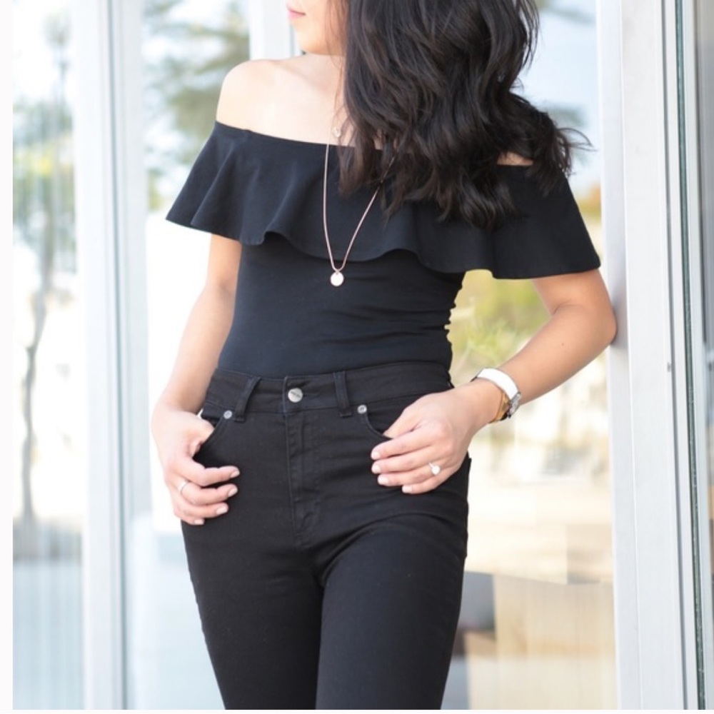 Victorias Secret Sport Flounce Ruffle Off-Shoulder Bodysuit